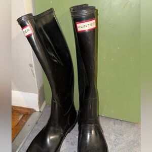 Hunter Black Tall Gloss Women's Rain Boots